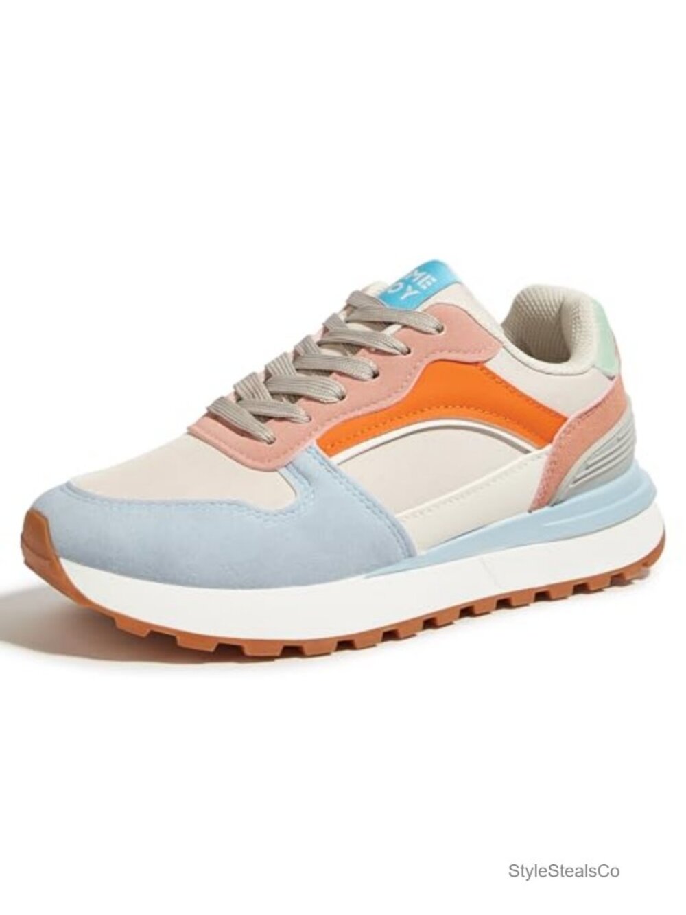 Women's Oxford Fabric Platform Sneakers, Lace-Up Chunky Athletic Shoes,